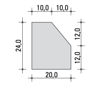 Presek ivičnjaka 20 × 24 × 80 cm sa merama