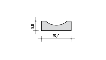 Rigola 25×35×8 cm, presek